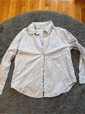 Solmar Light Blue Cotton Linen Button-Up Shirt Size S